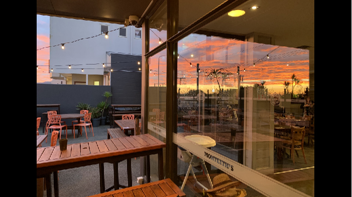 Sunset Reflection in Courtyard